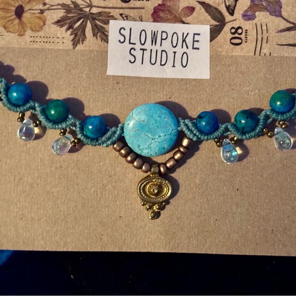 Turquoise and Gold Beaded Necklace - Picture 7 of 7